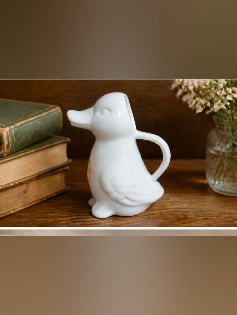 Mini Ceramic White Duck Cream Pitcher 3.25"